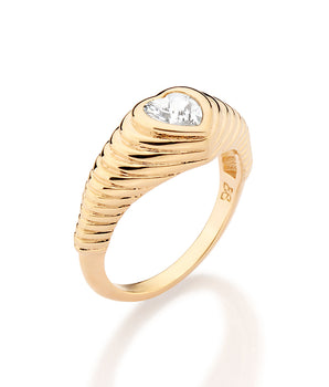 GOLD LOVE RIPPLE SKINNY RING