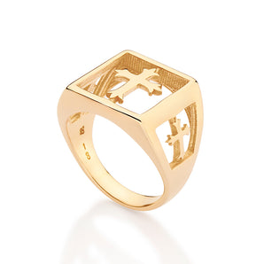 MEN’S GOLD CHEVALIER CROSS MAXI RING