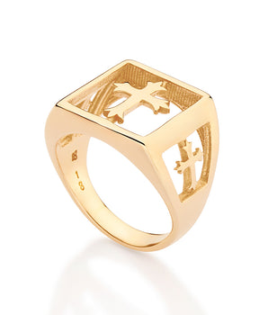 MEN’S GOLD CHEVALIER CROSS MAXI RING