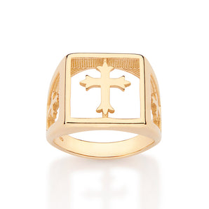 MEN’S GOLD CHEVALIER CROSS MAXI RING