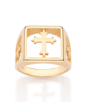 MEN’S GOLD CHEVALIER CROSS MAXI RING