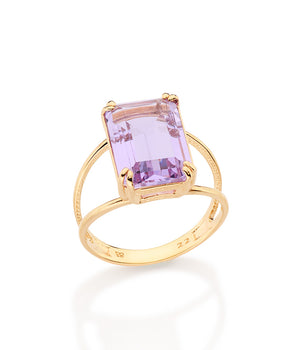 GOLD PURPLE GLOW SOLITAIRE RING