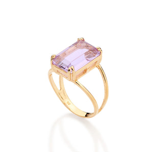 GOLD PURPLE GLOW SOLITAIRE RING