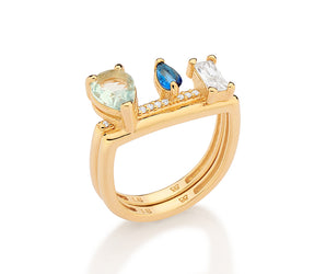 GOLD BLUE DREAM RING SET