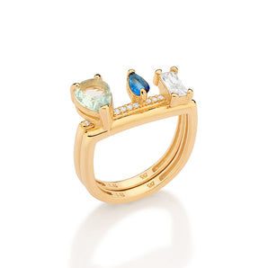GOLD BLUE DREAM RING SET