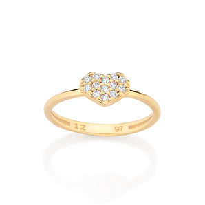 GOLD STUDDED HEART SKINNY RING