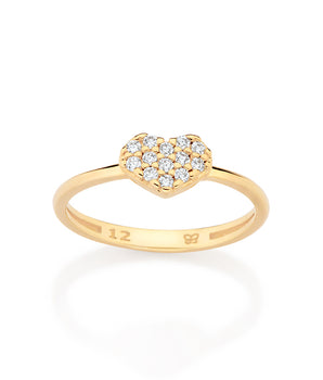 GOLD STUDDED HEART SKINNY RING