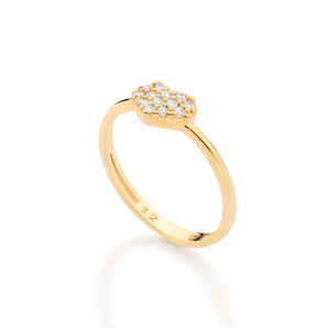 GOLD STUDDED HEART SKINNY RING