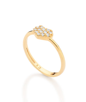 GOLD STUDDED HEART SKINNY RING