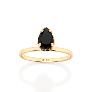 GOLD DROP OF TIME SOLITAIRE RING IN BLACK