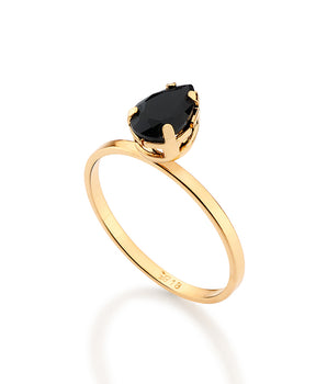 GOLD DROP OF TIME SOLITAIRE RING IN BLACK