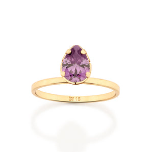 GOLD DROP OF TIME SOLITAIRE RING IN PURPLE