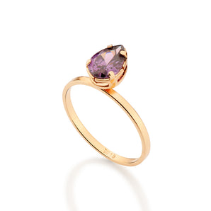 GOLD DROP OF TIME SOLITAIRE RING IN PURPLE