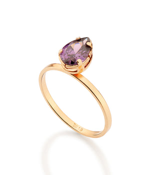 GOLD DROP OF TIME SOLITAIRE RING IN PURPLE