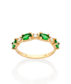 GOLD GREEN LIGHT SKINNY RING