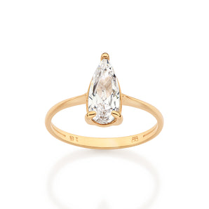 GOLD MAJESTIC DROPLET SOLITAIRE RING
