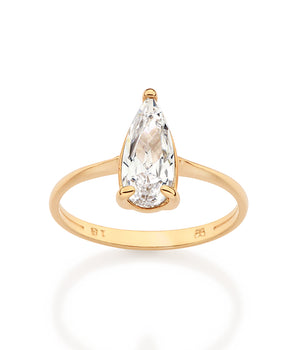 GOLD MAJESTIC DROPLET SOLITAIRE RING
