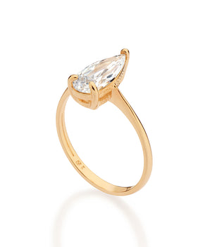 GOLD MAJESTIC DROPLET SOLITAIRE RING