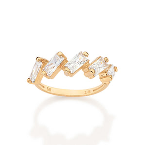 GOLD TIMELINE SKINNY RING IN WHITE