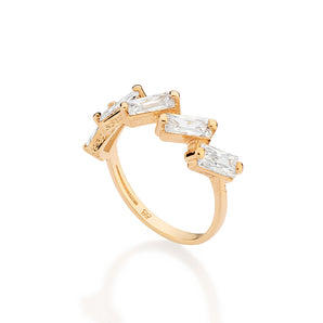 GOLD TIMELINE SKINNY RING IN WHITE