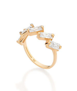 GOLD TIMELINE SKINNY RING IN WHITE