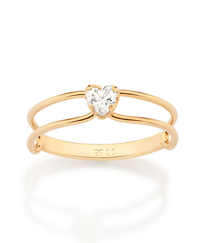 GOLD DOUBLE HEART OF DESTINY RING