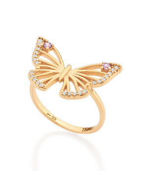 GOLD BUTTERFLY OF LIGHT SKINNY RING