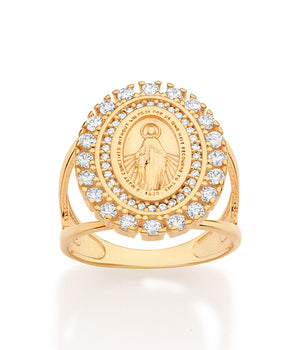 GOLD OUR LADY OF GRACE MAXI RING