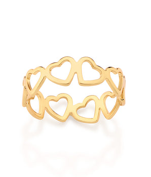 GOLD HEARTS OF MEMORY RING