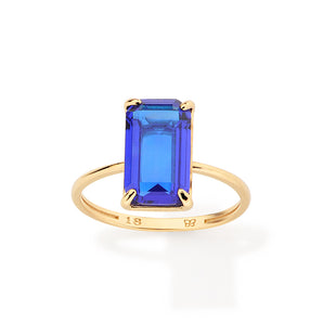 GOLD COLORED GLASS SOLITAIRE RING