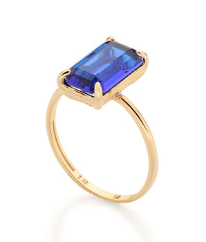 GOLD COLORED GLASS SOLITAIRE RING