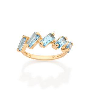 GOLD TIMELINE SKINNY RING IN LIGHT BLUE