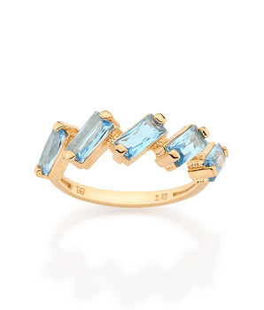 GOLD TIMELINE SKINNY RING IN LIGHT BLUE