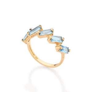 GOLD TIMELINE SKINNY RING IN LIGHT BLUE