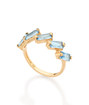 GOLD TIMELINE SKINNY RING IN LIGHT BLUE