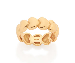 GOLD HEARTS ALIGNED RING