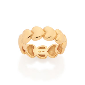 GOLD HEARTS ALIGNED RING