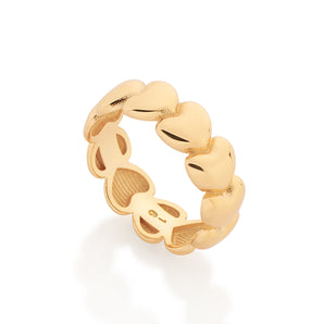 GOLD HEARTS ALIGNED RING