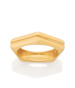GOLD MEN'S MODERN EDGE GEOMETIC RING