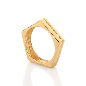 GOLD MEN'S MODERN EDGE GEOMETIC RING
