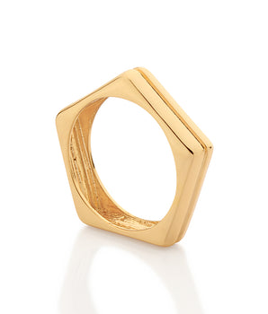 GOLD MEN'S MODERN EDGE GEOMETIC RING