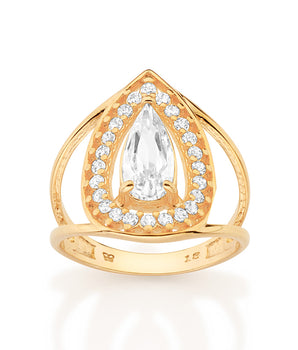 GOLD AZURE RAINDROP MAXI RING