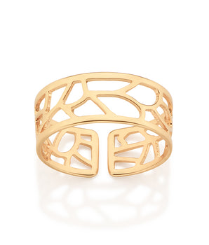 GOLD PLATED ABSTRACT CONTOUR ADJUSTABLE RING