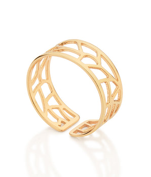GOLD PLATED ABSTRACT CONTOUR ADJUSTABLE RING