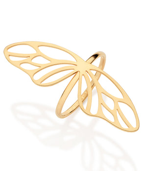 18K GOLD PLATED BUTTERFLY WING STATEMENT MAXI RING