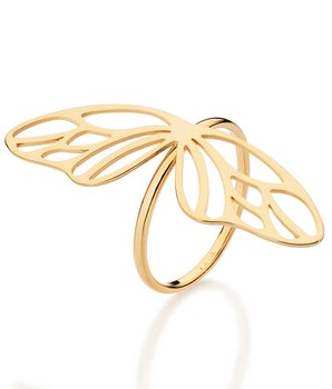 18K GOLD PLATED BUTTERFLY WING STATEMENT MAXI RING