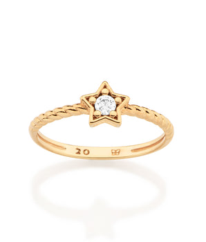 GOLD LUCKY STAR SKINNY RING