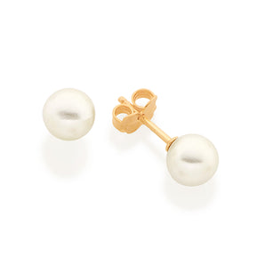 GOLD SOLITARY EARRING WITH SYNTHETIC PEARLS