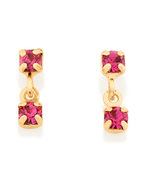 GOLD KID'S SQUARE DANGLY EARRINGS IN WHITE