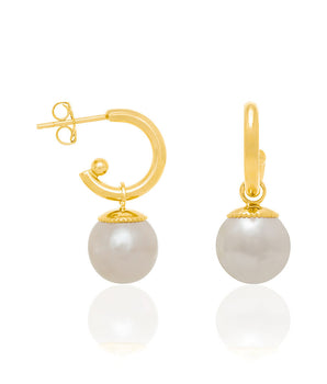 GOLD PLATED HALF HOOP EARRINGS WITH SYNTHETIC PEARLS